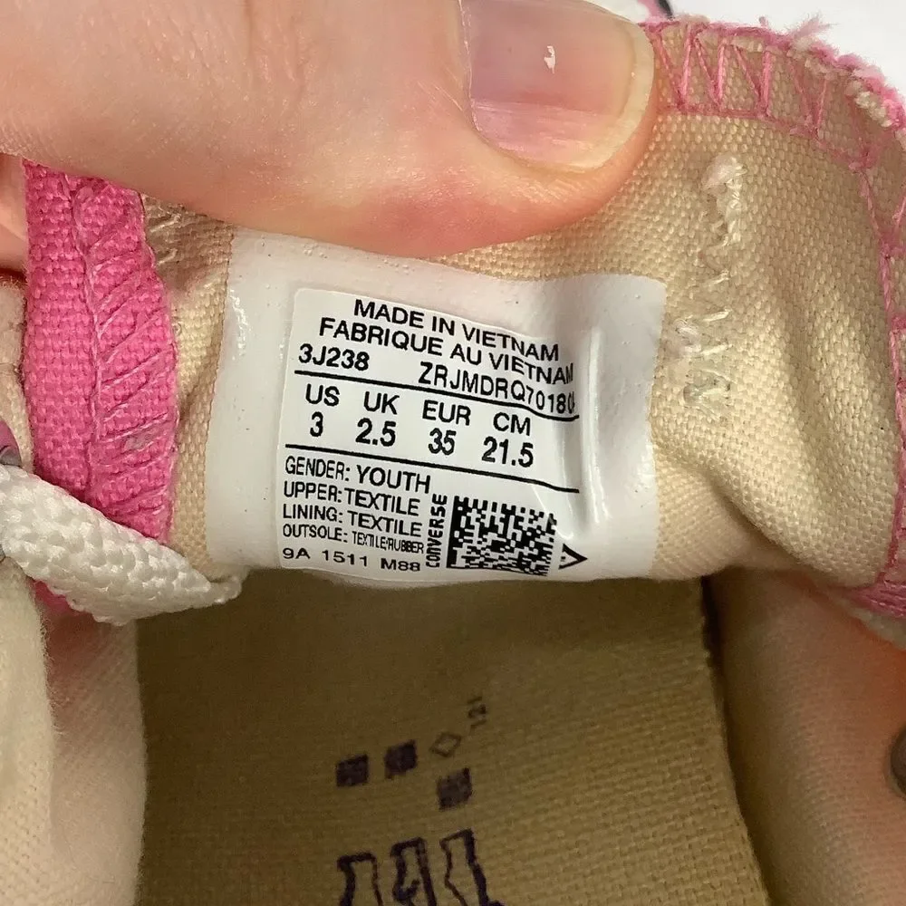 Converse Chuck Taylor All Star Low Top Lace Tie Big Girls Pink Sneakers Sz 3
